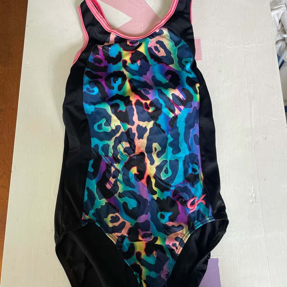 GK ELITE tie dye leopard print leotard